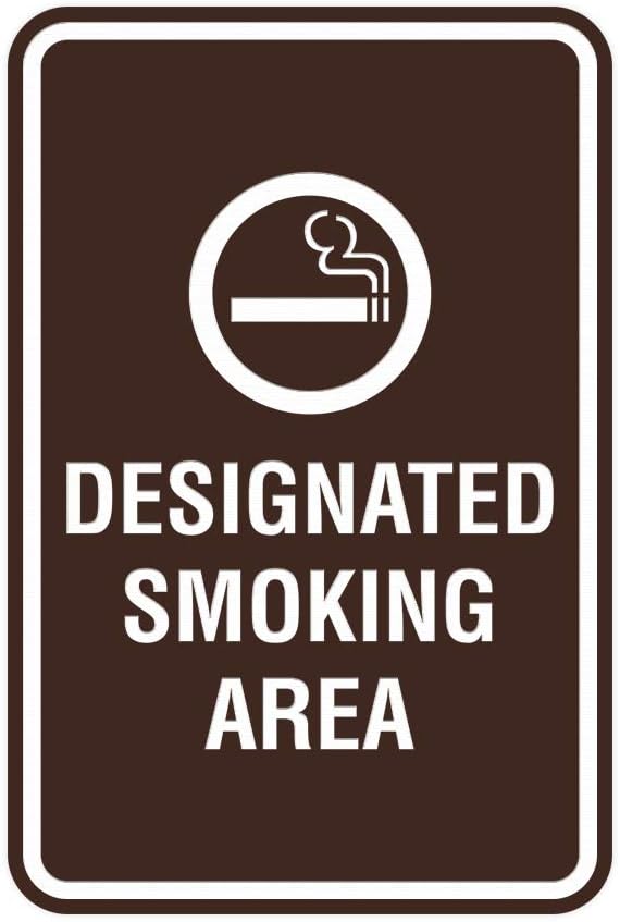 Signs ByLITA Portrait Round Designated Smoking Area Sign with Adhesive Tape, Mounts On Any Surface, Weather Resistant, Indoor/Outdoor Use (Dark Brown) - Small
