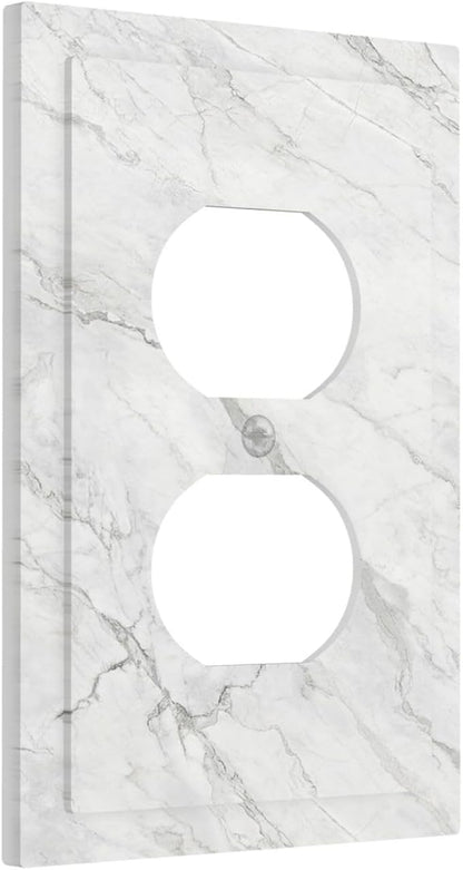 Outlet Covers Marble Granite White And Grey 1 Gang Duplex Electrical Receptacle Faceplate Light Switch Cover Wall Plate Decorative Switch Plates for Home Bedroom Decor