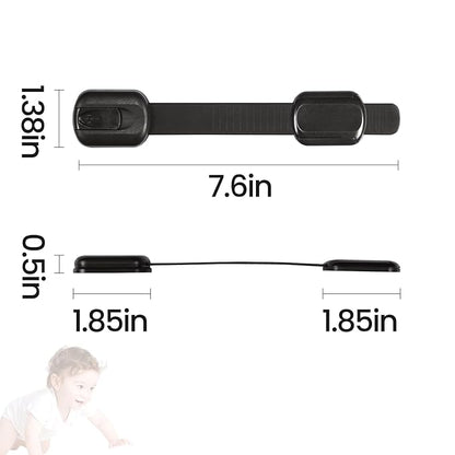 Child Safety Strap Locks (6 Packs) Baby Lock for Drawers, Refrigerators, Dishwashers, Toilet Seats, Cabinets, Ovens, Trash Cans, etc. Easy to Install, No Drilling Required, 3M Adhesive Pads (Black)