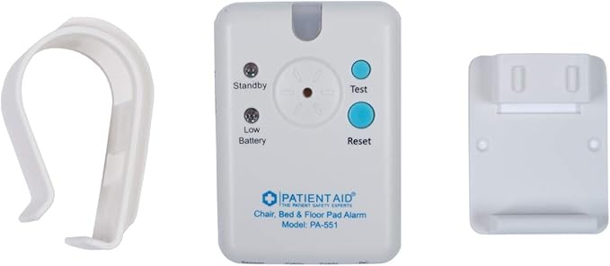 Patient Aid Advanced Bed and Floor Alarm for Elderly Monitoring - 10" x 30" Underpad with Motion Sensor Bed Alarm, 3 Ring Chime & 3 Mounting Options, with AC Adapter & 9V Battery