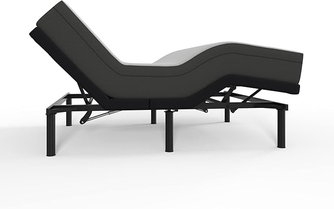 Blissful Nights e4 Split King Adjustable Bed Base Frame with 10" Medium Firm Gel Infused Memory Foam Mattress