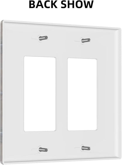Decorative Outlet Covers Vintage Brown Wood Barn Door 2 Gang Light Switch Cover Plate Double Rocker Wall Plate Switch Plate Covers Faceplate for Farmhouse Home Decor （2 Pack）