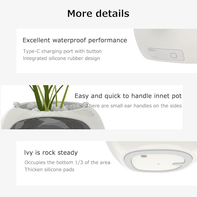 Intelligent Flower Pot, Electronic Bud, Maintenance Plant Assistant, Fun Interactive Flower Pot, Indoor Green Planting Monitoring, LCD Screen Display, Cell Phone APP Connection (White)