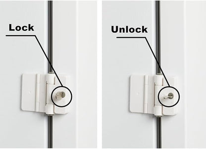Refrigerator Adhesive Locks Double Button Fridge Door Lock with Key, Child Proof Freezer Cooler Door Lock, Child Baby Safety File Drawer Lock and Cabinet Locks (White, 2)