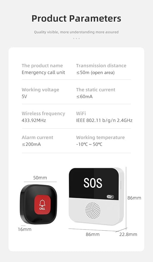 Life Alert-Caregiver Pager, WiFi Pager Life Alert Systems for Seniors no Monthly Fee