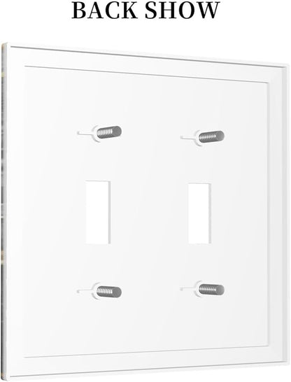 Decorative Light Switch Plate Covers Modern Abstract Black Gold Marble 2 Gang Light Switch Cover Plate Double Toggle Wall Plate Outlet Covers for Bathroom Decor （2 Pack）