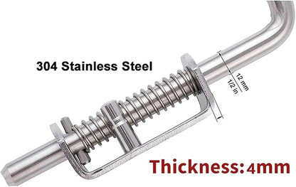 Heavy Duty 304 Stainless Steel Spring Pin Latch Lock Assembly for Doors Cabinets and Utility Trailer Gate -136mm/155mm/165mm (1 pcs) (12X155)
