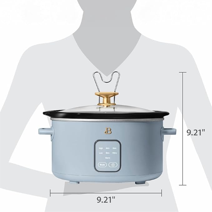 Beautiful 4-Qt Digital Slow Cooker with Smart Touch Screen, Removable Pot, Timer Presets, Ideal for Small Families
