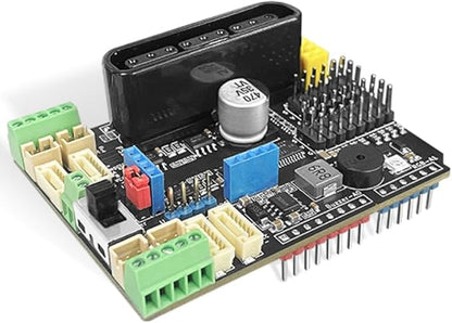 Motor Driver Board for Arduino, 4 DC/Encoder Motors, 2 Stepper Motors, 8 Servo Motors, PCA9685 Expansion Shield with PS2 Interface, Compatbile with UNO R3, Mega2560