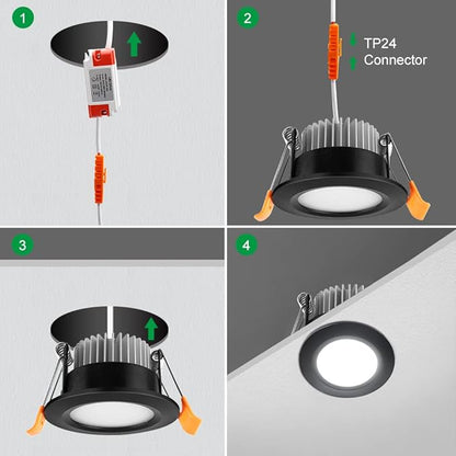YGS-Tech Smart 2 Inch Recessed Lighting, WiFi LED Downlight 5W 120V, Compatible with Alexa and Google Home, Dimmable RGB & CCT 2700-6500K, Black Trim, LED Ceiling Light with Driver (4 Pack)