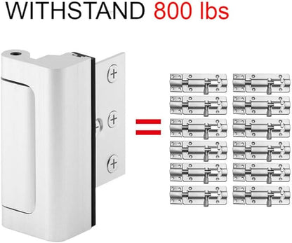 Door Reinforcement Lock with Screws, Add Extra Home Security Door Latch Safety Childproof Door Lock for Inward Swing Door Night Lock Withstand 800 Lbs (4 Pack)