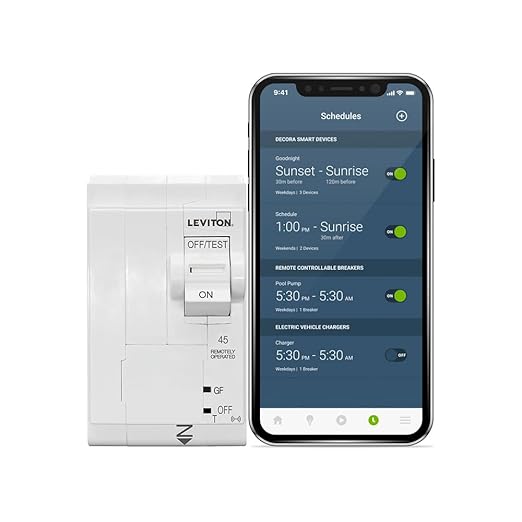 Leviton 2nd Gen Smart Circuit Breaker with Remote Control, GFCI, 2-Pole 45 Amp, 120/240-Volt and 120/208-Volt, 10kA Interrupt Rating, LB245-GST