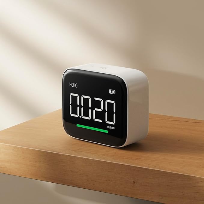 Formaldehyde Detector, Dual Platinum Sensor 0.001mg/m³ Accuracy, 4-in-1 Air Quality Monitor for HCHO/Hum/Temp with LED Display, USB-C Rechargeable for Office, Home, Nursery