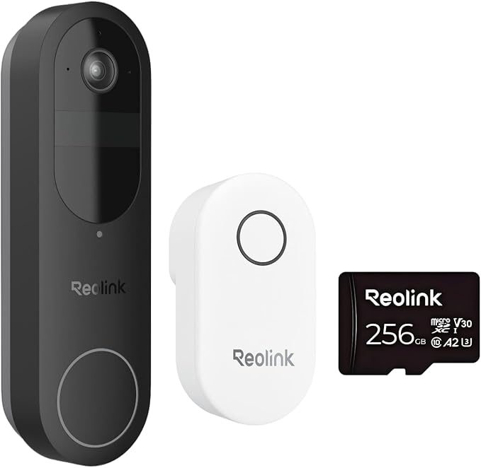 REOLINK Battery Doorbell Camera with 256GB microSD Card and Chime Bundle, 1:1 Head-to-Toe View, 2.4/5 GHz WiFi, Person/Vehicle/Package Detection, No Monthly Fees
