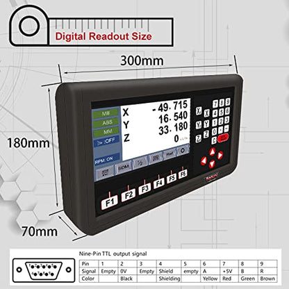 3 Axis DRO Digital Readout for Milling Machine Lathe Machine 3pcs Magnetic Scale 5um IP67 Sealing Protection (3pcs Customized Magnetic Scale)