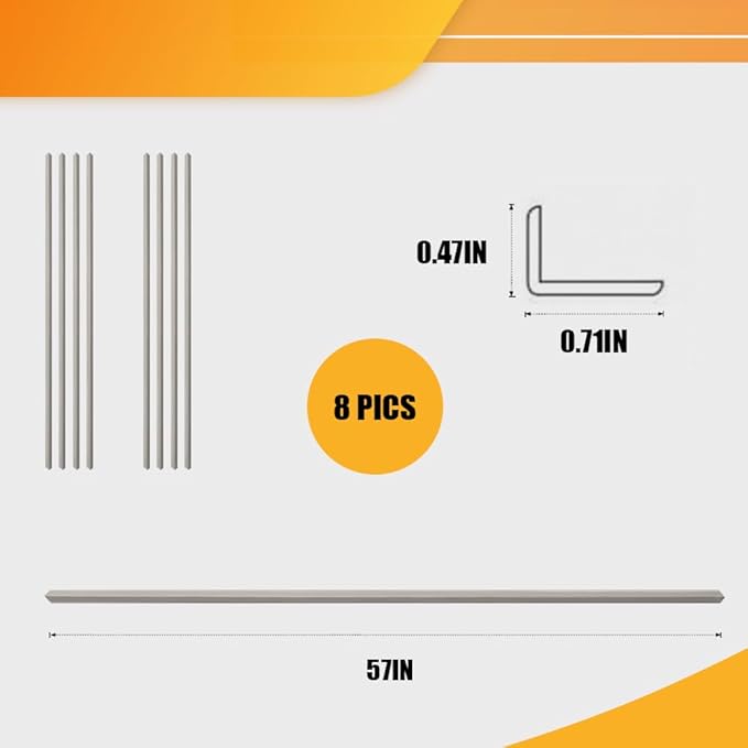 OUZUGIE 8-Pack 57 Inches, WPC Slat Wall Panel Trim,Corner Guard for Low Grille (Metallic Silver)