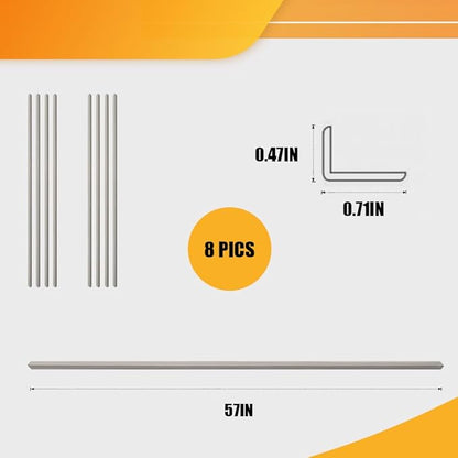 OUZUGIE 8-Pack 57 Inches, WPC Slat Wall Panel Trim,Corner Guard for Low Grille (Metallic Silver)