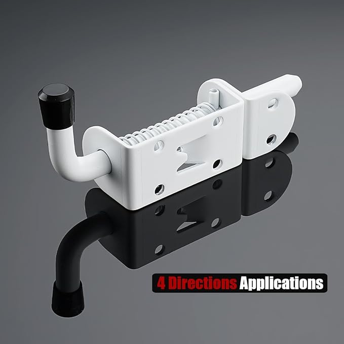 JQK Spring Loaded Latch Pin, 304 Stainless Steel Barrel Bolt Thickened 2mm Door Lock, 5 Inch Matte White Finished(2 Pack), HSB300-WH-P2