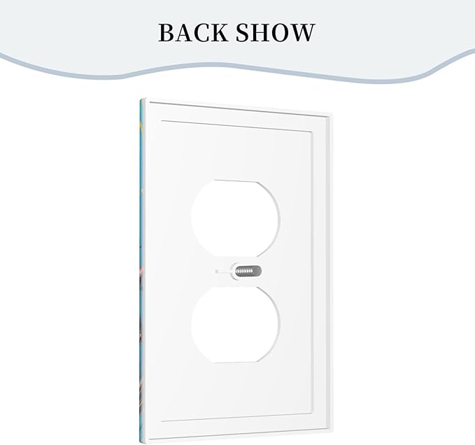 Decorative Outlet Covers Colorful Paint Splatters Blue Wood Plank 1 Gang Duplex Light Switch Cover Plate Wall Plates for Electrical Outlets Switchplate Faceplate