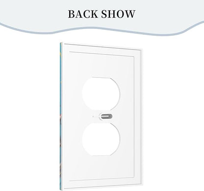 Decorative Outlet Covers Colorful Paint Splatters Blue Wood Plank 1 Gang Duplex Light Switch Cover Plate Wall Plates for Electrical Outlets Switchplate Faceplate
