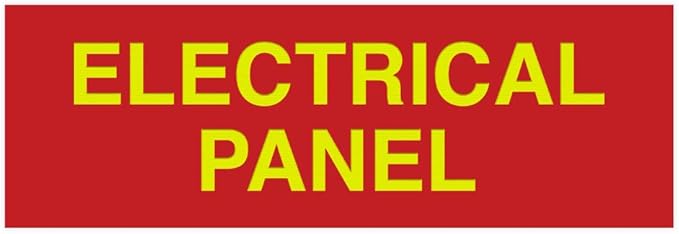 All Quality Basic Electrical Panel Sign - Fire Regulation Safety Compliance Sign - Red/Gold - Small (5 Pack)