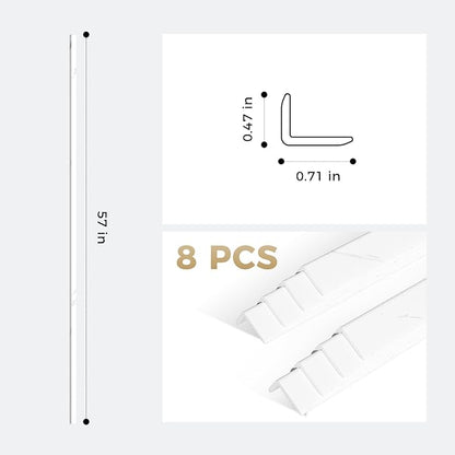 OUZUGIE 8-Pack 57 Inches, WPC Slat Wall Panel Trim,Corner Guard for Low Grille (White)