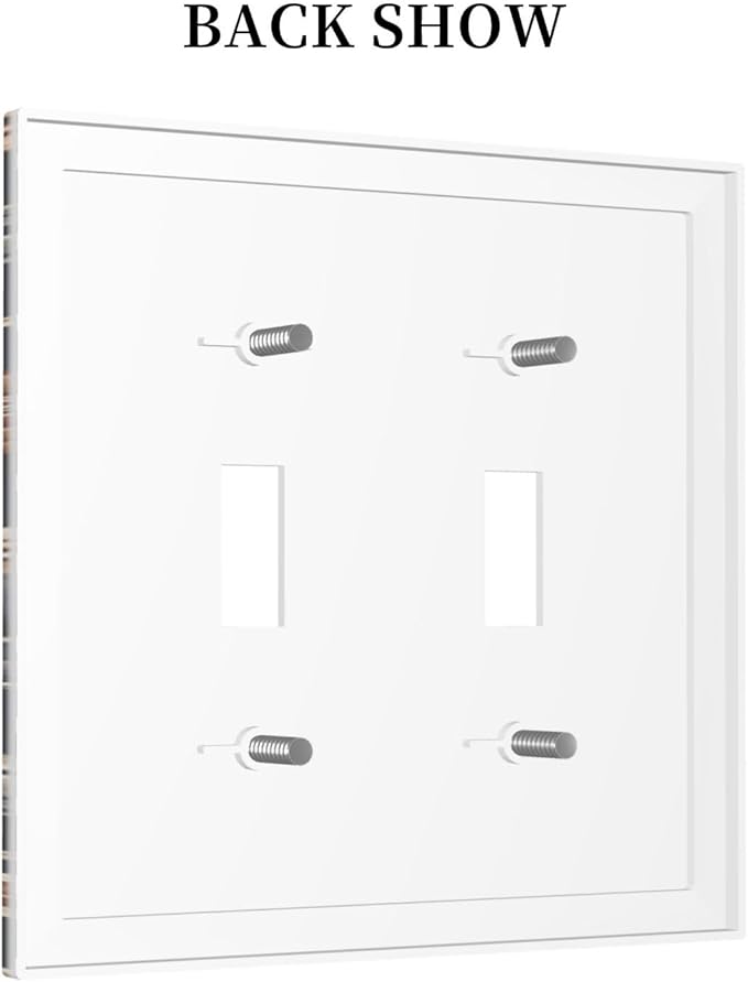 Decorative Switch Plates Vintage Grey Plant Leaves Brown Flowers 2 Gang Double Toggle Outlet Light Switch Cover Wall Plate Electrical Faceplate for Bedroom Home Decor