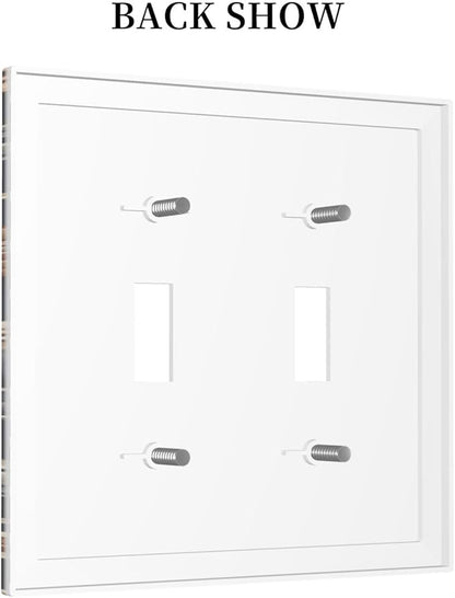 Decorative Switch Plates Vintage Grey Plant Leaves Brown Flowers 2 Gang Double Toggle Outlet Light Switch Cover Wall Plate Electrical Faceplate for Bedroom Home Decor