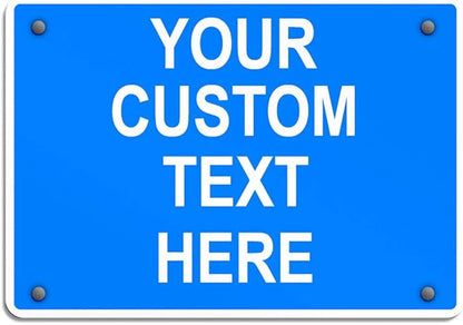 Aluminum Weatherproof Metal Sign Multiple Sizes Custom Personalized Text Here Blue White Notice Travel Horizontal Street Signs 24x18Inches