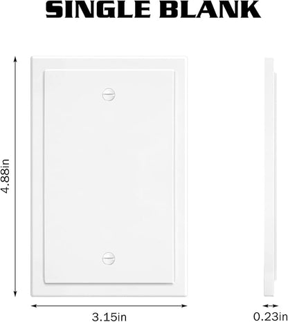 1-Gang Modern Edge Decorative Wall Plate Cover Switch Outlet Single Blank Electrical Faceplate for Light Switches, Smart Switch, GFCI, Dimmers, Receptacle, USB Outlet (10 Pack, Single Blank)