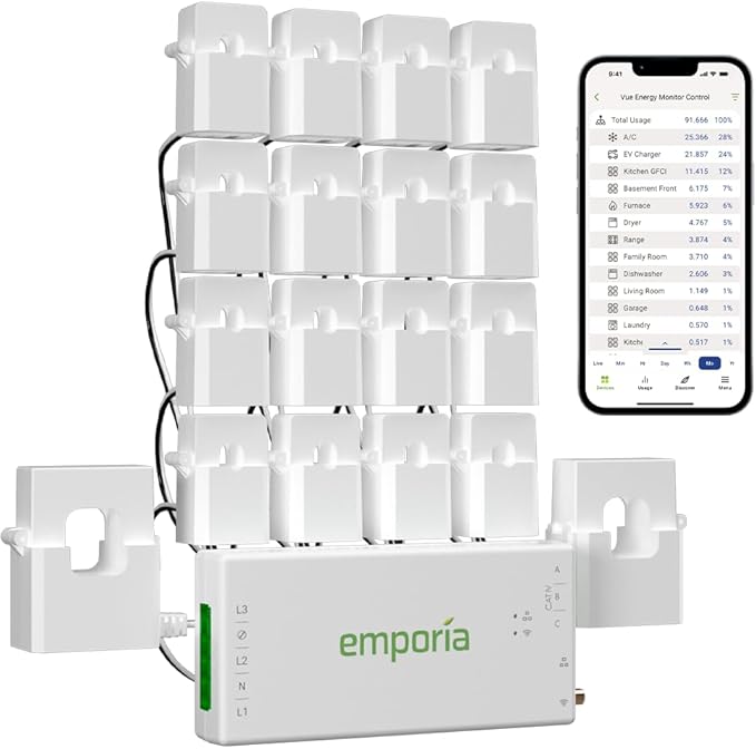 Emporia Vue 3 Home Energy Monitor - Smart Home Automation Module and Real Time Electricity Usage Monitor, Power Consumption Meter, Solar and Net Metering for UL Certified Safe Energy Monitoring