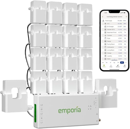 Emporia Vue 3 Home Energy Monitor - Smart Home Automation Module and Real Time Electricity Usage Monitor, Power Consumption Meter, Solar and Net Metering for UL Certified Safe Energy Monitoring