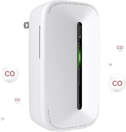 Carbon Monoxide Detectors Plug in, 10-Year Battery Powered CO Detector with Breathing Light, Portable Traval Carbon Monoxide Alarm for Home/Office/RV, 1Pack