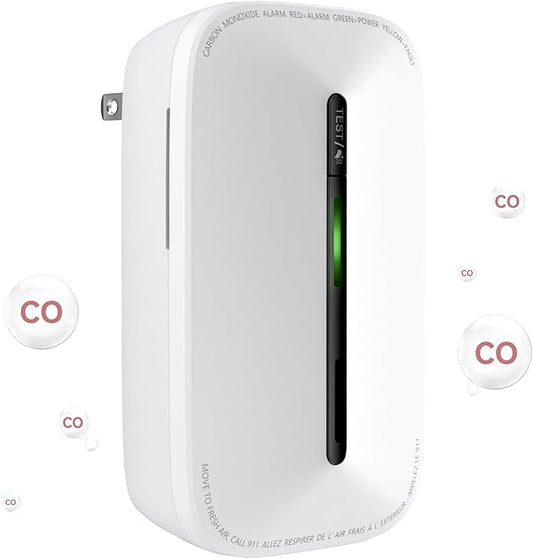 Carbon Monoxide Detectors Plug in, 10-Year Battery Powered CO Detector with Breathing Light, Portable Traval Carbon Monoxide Alarm for Home/Office/RV, 1Pack