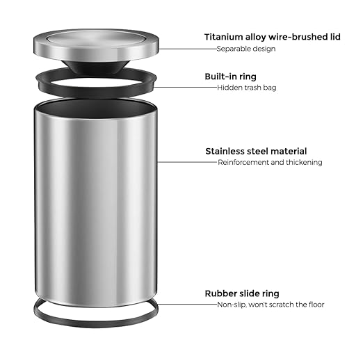 Stainless Steel Garbage Can with Lid,Small Bathroom Trash Can with Flipping Lid for Bathroom,Hotel,Office,Laundry【Perfect Christmas Gift】(Sliver)
