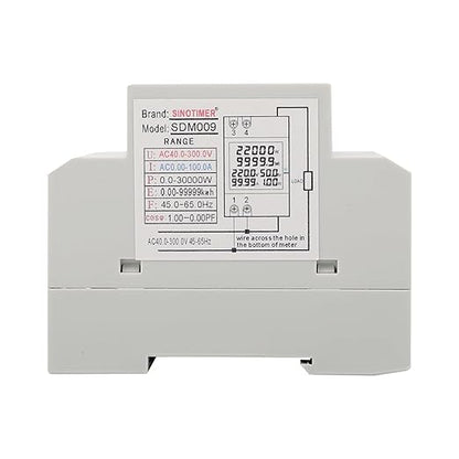 6IN1 Single Phase Energy Meter Din Rail Electricity Usage Monitor AC 40-300V 100A Voltmeter Ammeter Watt Kwh Frequency Power Meter Built-in CT 110V