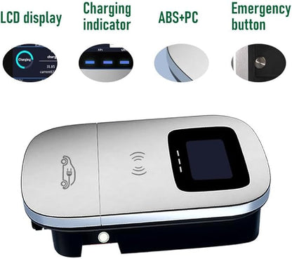 Smart EV Level 2 Charger, Electric Vehicle Charging Station, 110V-240V 32A Home Charger with LCD Display, Type 1 SAE J1772 Wall Connector, Hardwired Charger for Electric Car