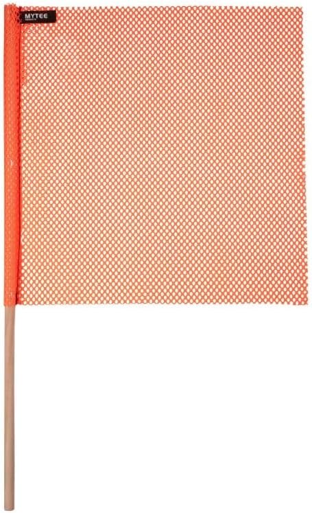 Mytee Products (4 Pack) 18"x18" Orange Safety Flags for Truck Loads w/Dowel - DOT Compliant Jersey Mesh Warning Flags on Stick for Oversize Wide Load, Construction, Road Traffic, Pedestrian Signs