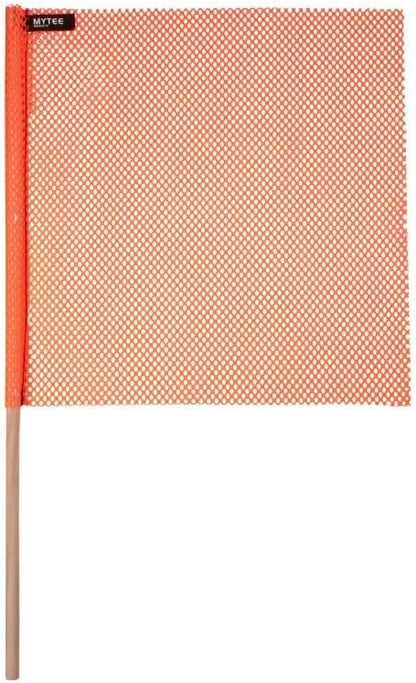 Mytee Products (4 Pack) 18"x18" Orange Safety Flags for Truck Loads w/Dowel - DOT Compliant Jersey Mesh Warning Flags on Stick for Oversize Wide Load, Construction, Road Traffic, Pedestrian Signs
