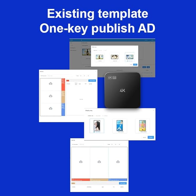 Smart Digital Signage Player with Non-Subscription CMS Software 7x24 Stable Auto Play Make TV Set Become LCD Display Andriod 4K Advertising Media Player(YM05)