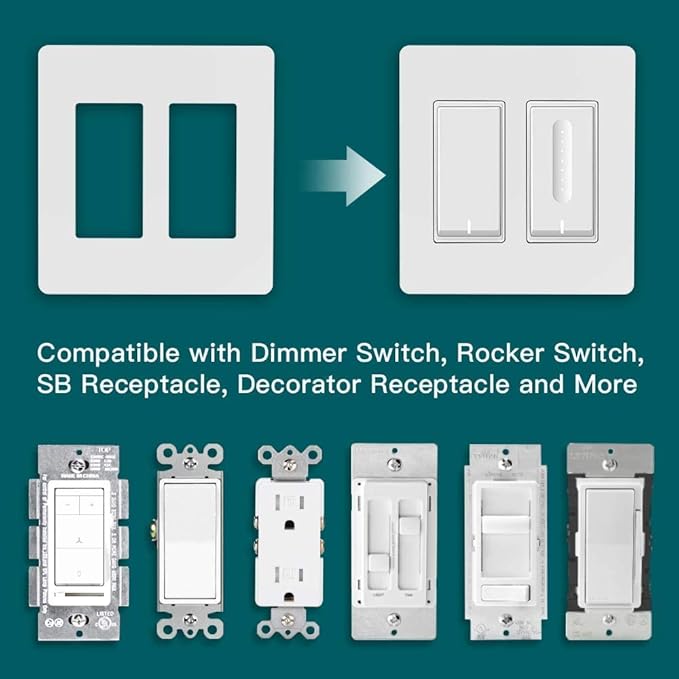 TREATLIFE Screwless Decorator Wall Plates, Standard Size 3-Gang Light Switch Plate, Outlet Covers White, 1 Pack 3-Gang Wall Plates Light Switch Cover