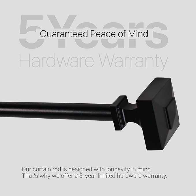 Deco Window Adjustable Curtain Rod for Windows 44 to 120 Inch (Pack of 1) Extendable Heavy Duty 3/4 Inch Iron Drapery Pole with Finials Wall Mounted French Door Curtain Rods (Black)