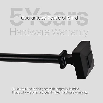 Deco Window Adjustable Curtain Rod for Windows 44 to 120 Inch (Pack of 1) Extendable Heavy Duty 3/4 Inch Iron Drapery Pole with Finials Wall Mounted French Door Curtain Rods (Black)