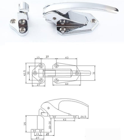 Freezer Door Flush Mounted Walk in Latch Handle, 105mm, Silver Tone