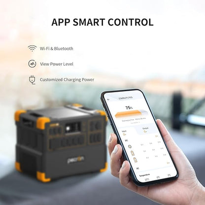 pecron Portable Power Station 3072Wh E3600LFP with Trolley, 5x3600W AC Outlets Power Station, LiFePO4 Battery Backup Expanded to 15.36KWh, Solar Generator for Home Use, RV, Camping, CPAP, Emergency