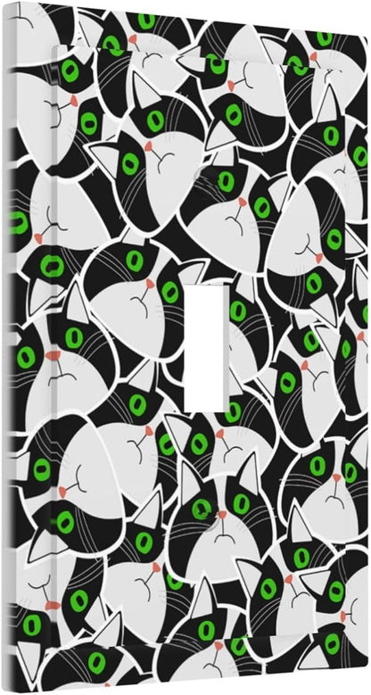 Funny Cat Wacky Kitty Single Toggle Light Switch Cover plate Outlet Cover Decorative Switchplate Wall Plates Electrical Panel Cover for Bathroom Living Room 5 X 3 IN
