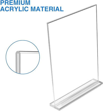Daofary Acrylic Sign Holder 5 x 7 Inches 4 Pack, Double-Sided Stand up Table Top Paper Holder, Store Sign Holders, Plastic Sign Display for Restaurants, Hotels, Office