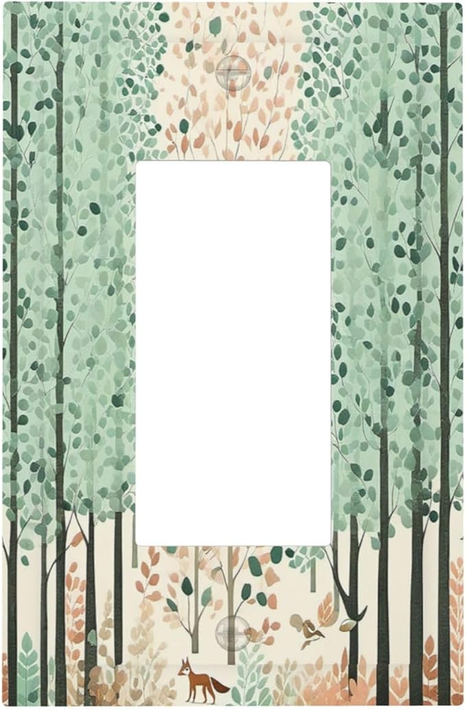 Boho Wildflower Forest Woodland Animals Decorative Outlet Covers 1 Gang Single Rocker Light Switch Cover Plate Wall Plates GFCI Faceplate for Bedroom Bathroom Decor