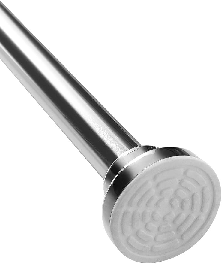 TEECK Shower Curtain Rod, 40-73 inch Adjustable Tension Spring, Premium Stainless Steel, Anti-Slip, No Drilling, No Rust, Never Collapse, for Bathroom, Easy to use