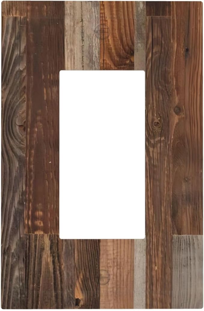 Vintage Brown Wooden Boards Print Wood Grain Decorative Outlet Covers 1 Gang Single Rocker Light Switch Cover Plate Wall Plates GFCI Faceplate for Farmhouse Home Decor